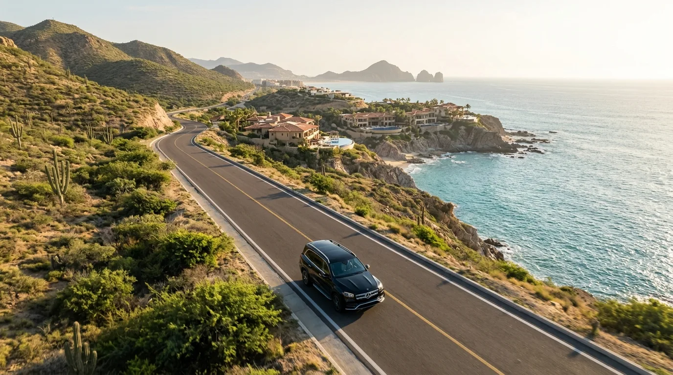 Mercedes Sprinter van for group private driver service Los Cabos