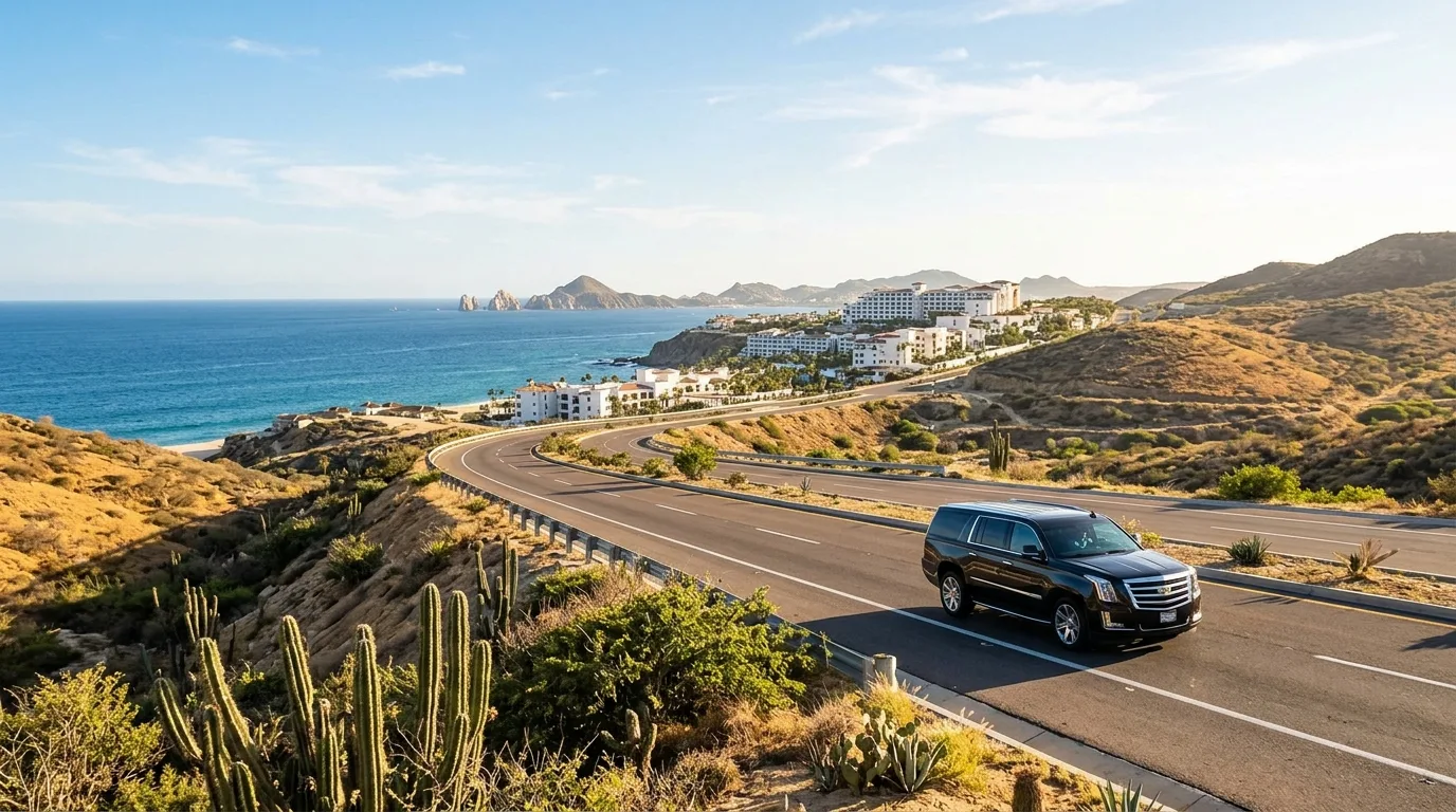 Group Transfers with Private Driver in Cabo San Lucas Luxury Mercedes Sprinter van for group transportation in Cabo San Lucas